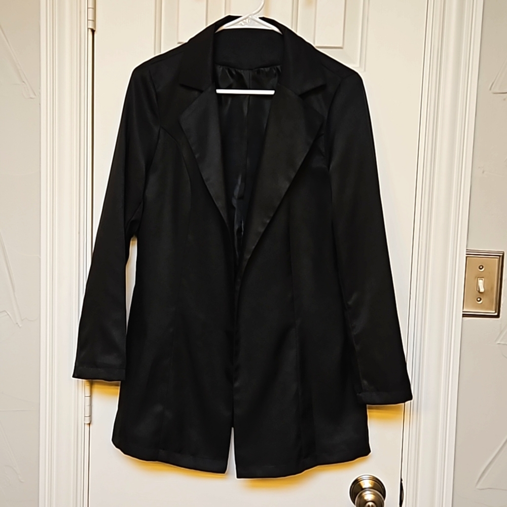 Black Blazer Open Front Long Sleeve
